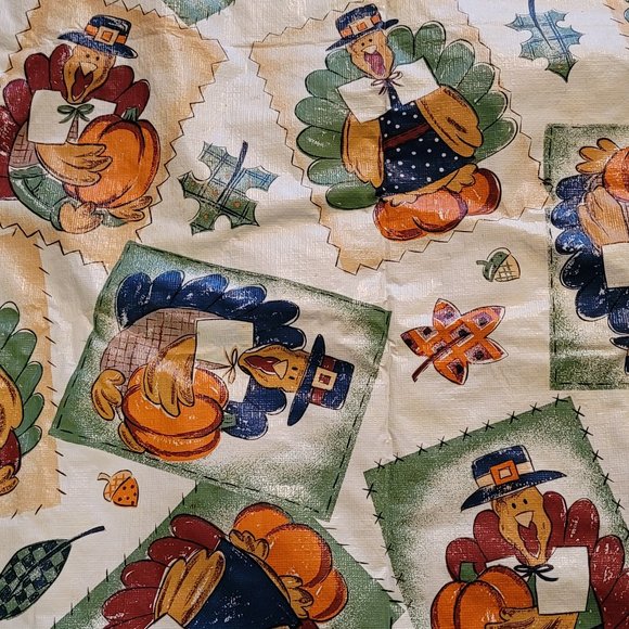 VINTAGE Thanksgiving Plastic Tablecloth - Picture 2 of 5